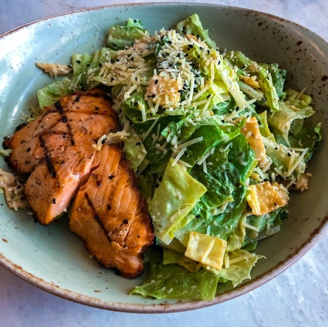 delicious salmon cesar salad royalty free image 1606213888