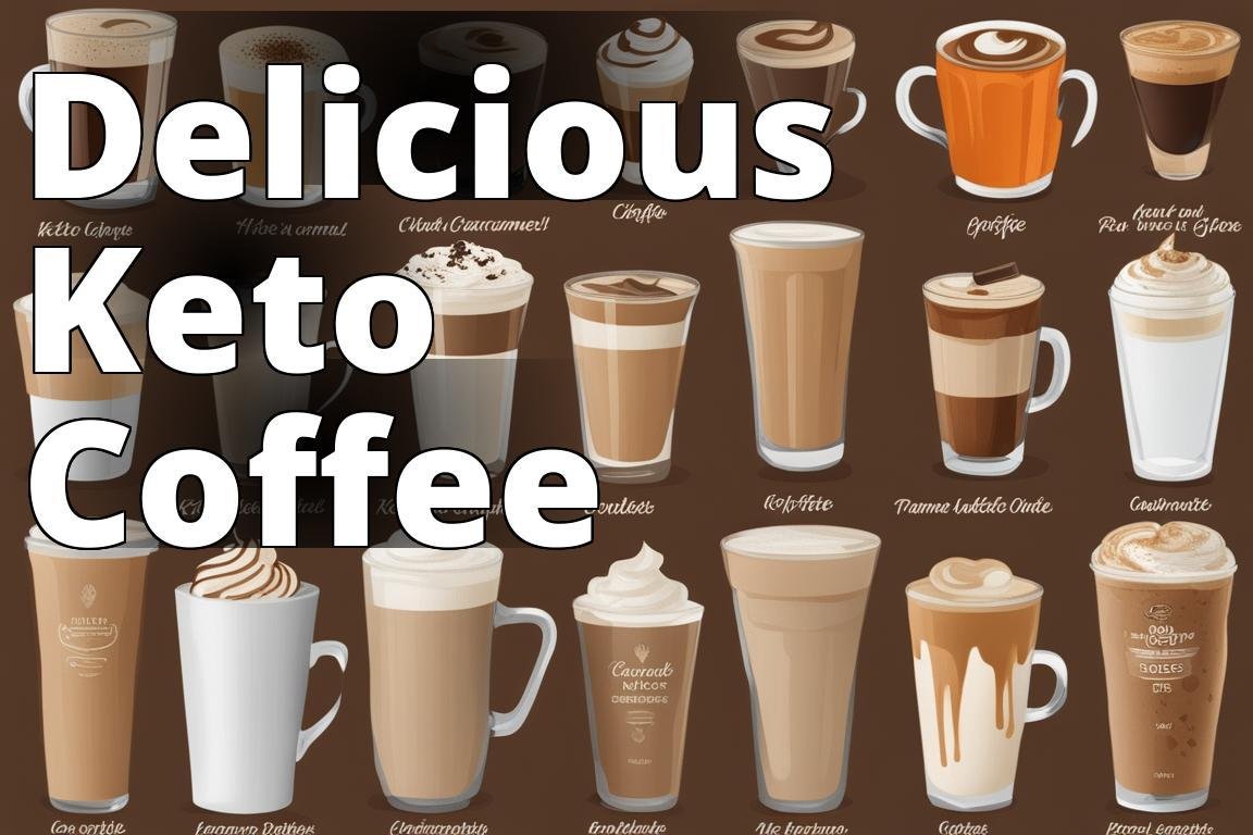A visually appealing collage of various keto coffee drinks such as Keto Coffee